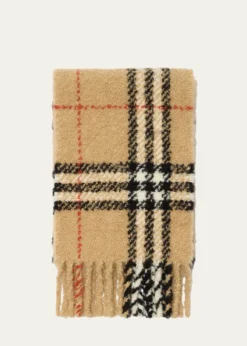BurberryCheck Alpaca Wool Blend Bouclé Scarf