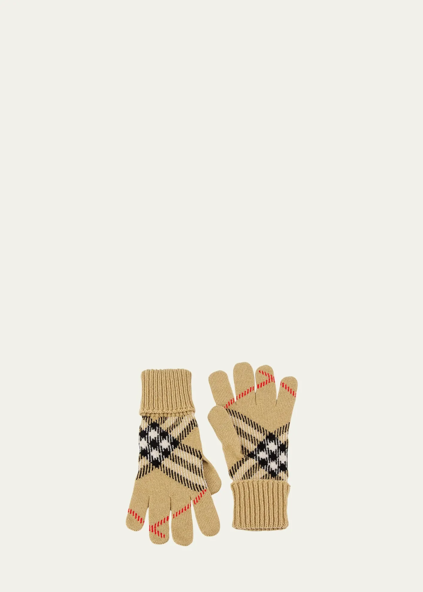 BurberryCheck Cashmere-Blend Gloves