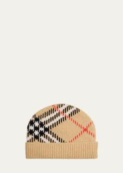 BurberryCheck Cashmere-Blend Knit Beanie