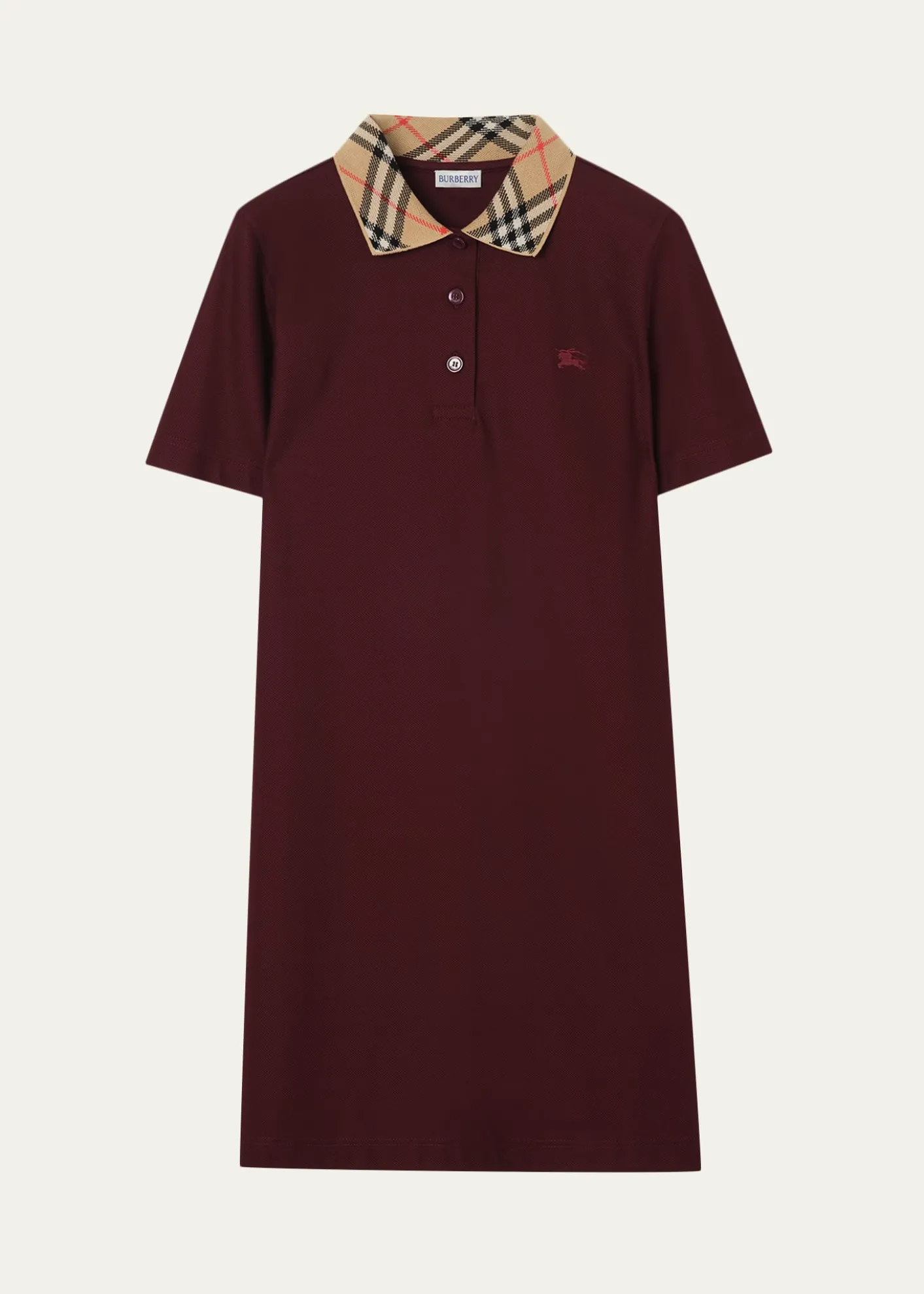 BurberryCheck Collar Cotton Polo Mini Dress