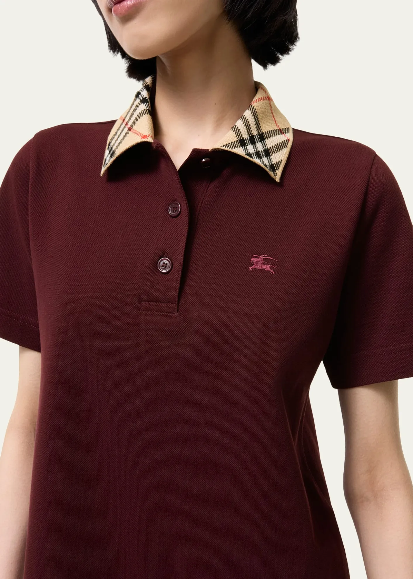 BurberryCheck Collar Cotton Polo Mini Dress