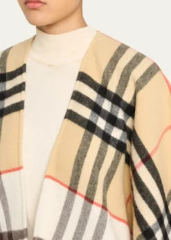 BurberryContrast Check Cashmere-Wool Cape