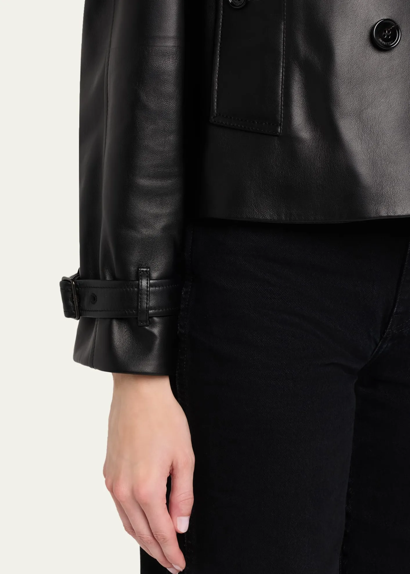 BurberryCropped Leather Mayfair Trench Jacket