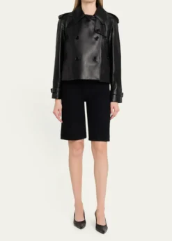 BurberryCropped Leather Mayfair Trench Jacket