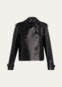 BurberryCropped Leather Mayfair Trench Jacket