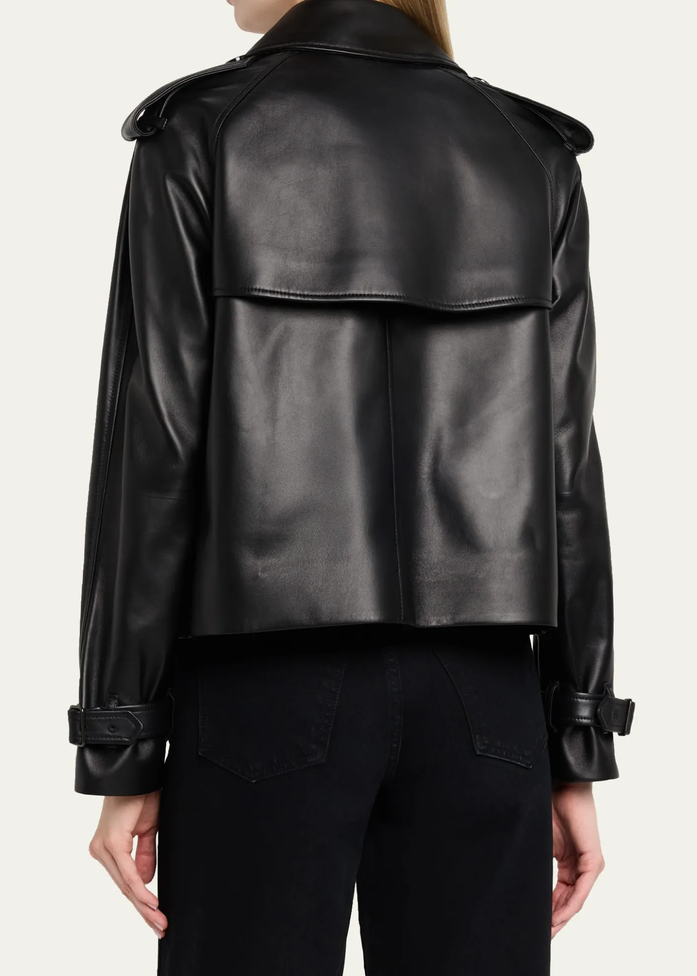 BurberryCropped Leather Mayfair Trench Jacket