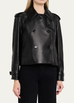 BurberryCropped Leather Mayfair Trench Jacket