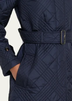 BurberryDarliston Check Quilted Coat With Belt