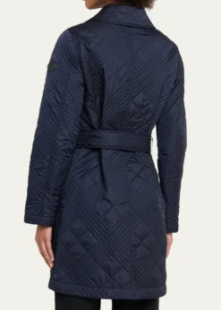 BurberryDarliston Check Quilted Coat With Belt