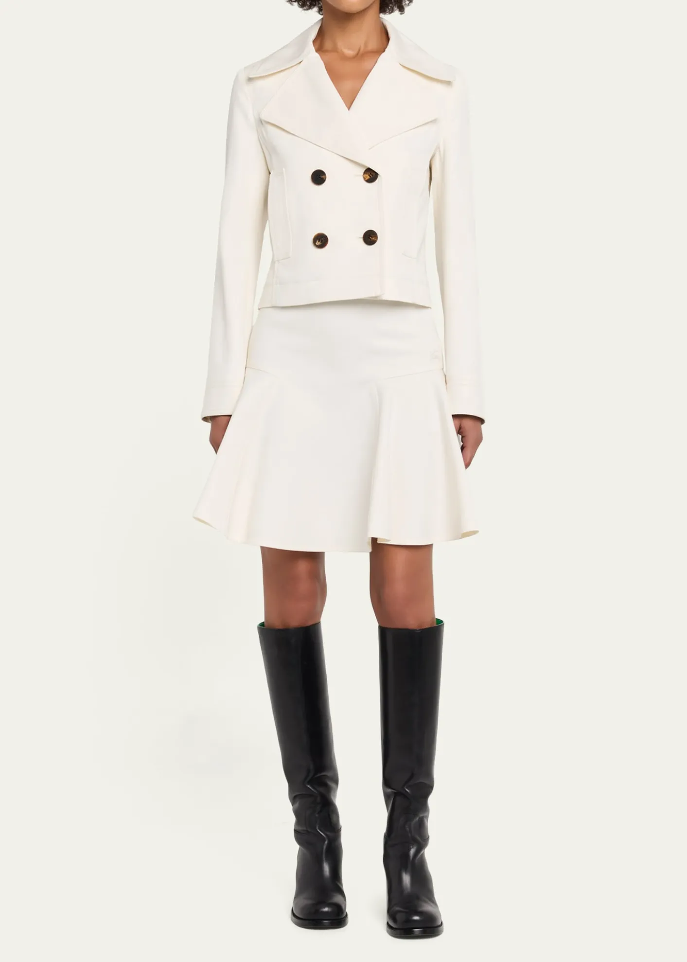 BurberryEbony Cotton Twill Flare Mini Skirt