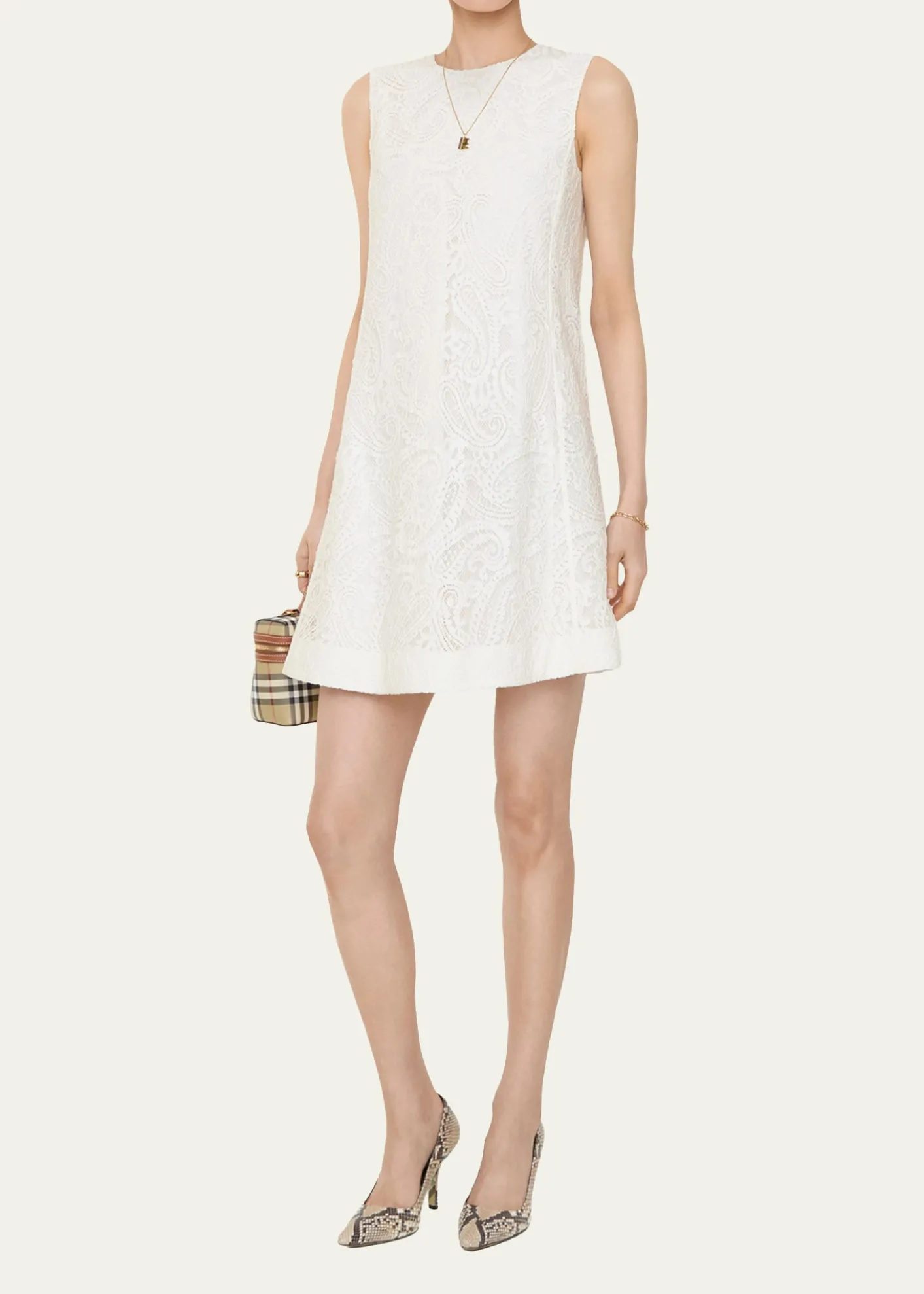 BurberryElysande Paisley Lace Sleeveless Mini Dress