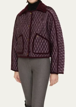 BurberryFloriston Corduroy-Trim Quilted Barn Jacket