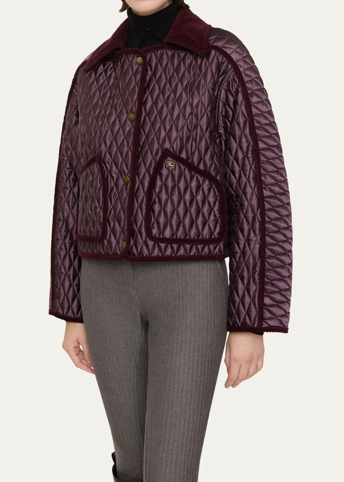BurberryFloriston Corduroy-Trim Quilted Barn Jacket