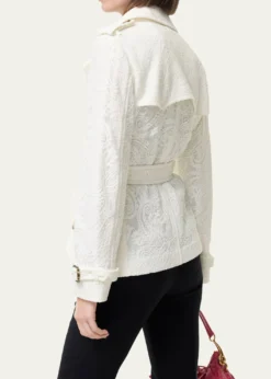 BurberryFoxfield Lace Double-Breasted Short Trench Jacket