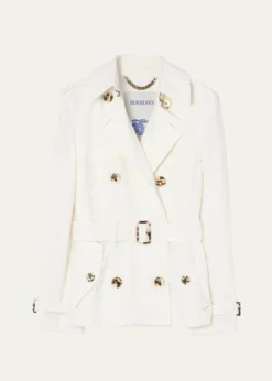 BurberryFoxfield Lace Double-Breasted Short Trench Jacket