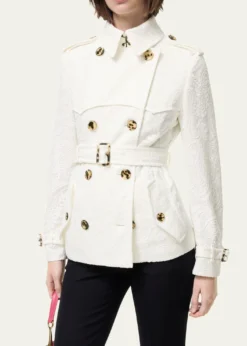 BurberryFoxfield Lace Double-Breasted Short Trench Jacket
