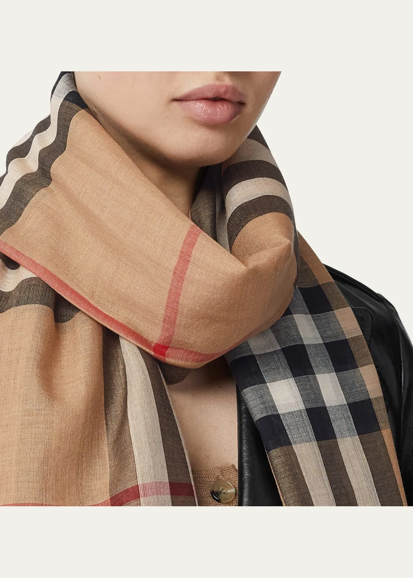 BurberryGiant Check Gauze Scarf