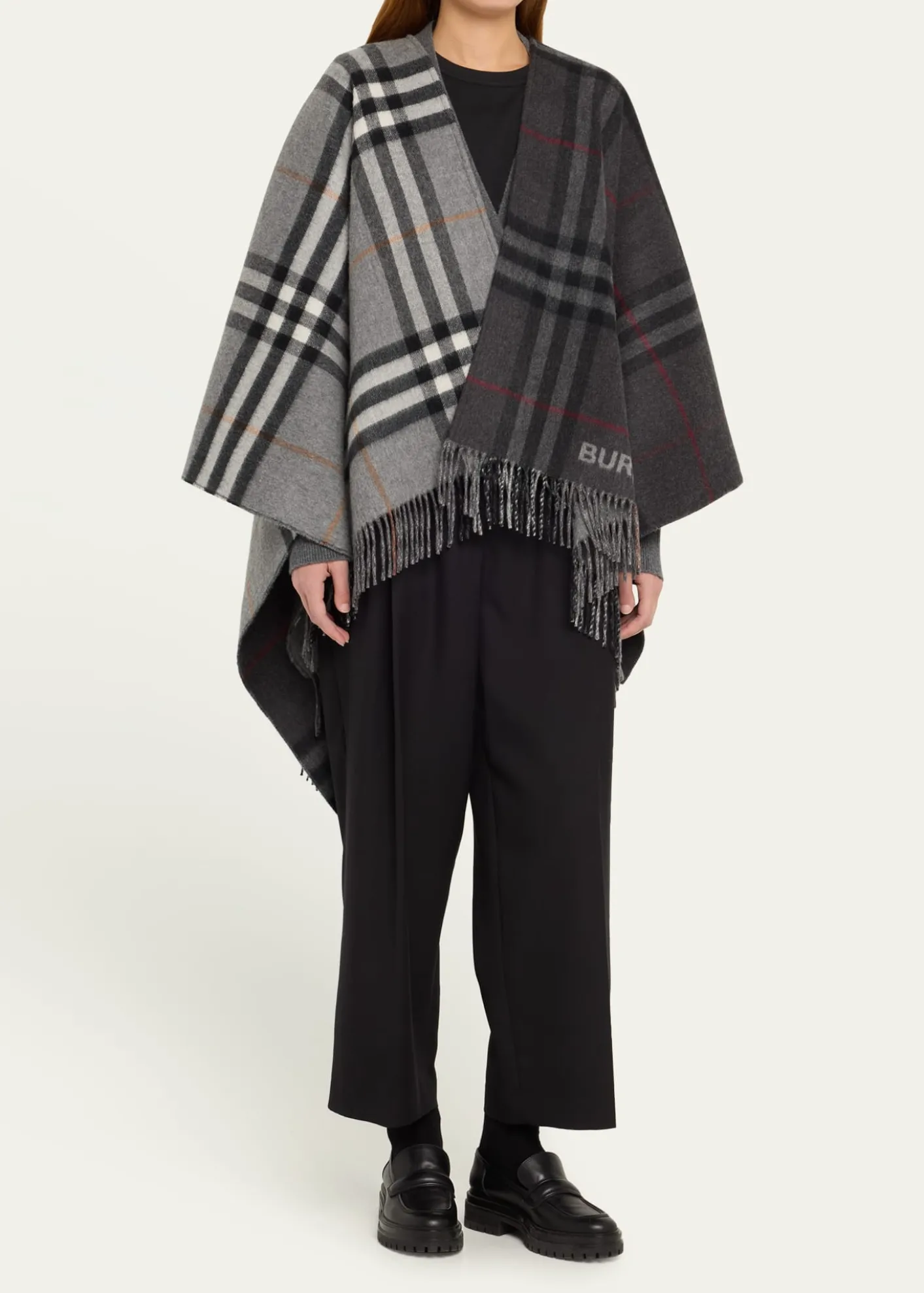 BurberryGiant Check Logo Cashmere-Blend Cape