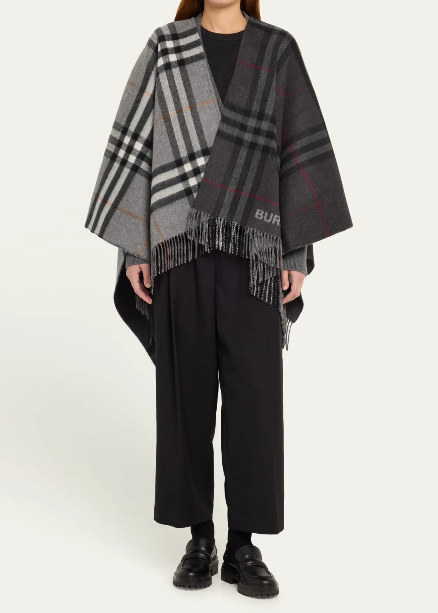 BurberryGiant Check Logo Cashmere-Blend Cape
