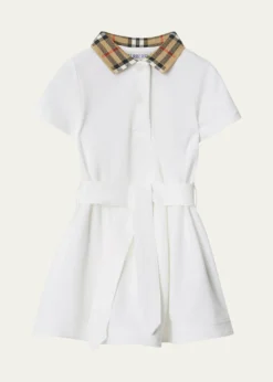 BurberryGirl's Astrid Check Polo Shirtdress, Size 6M-2T