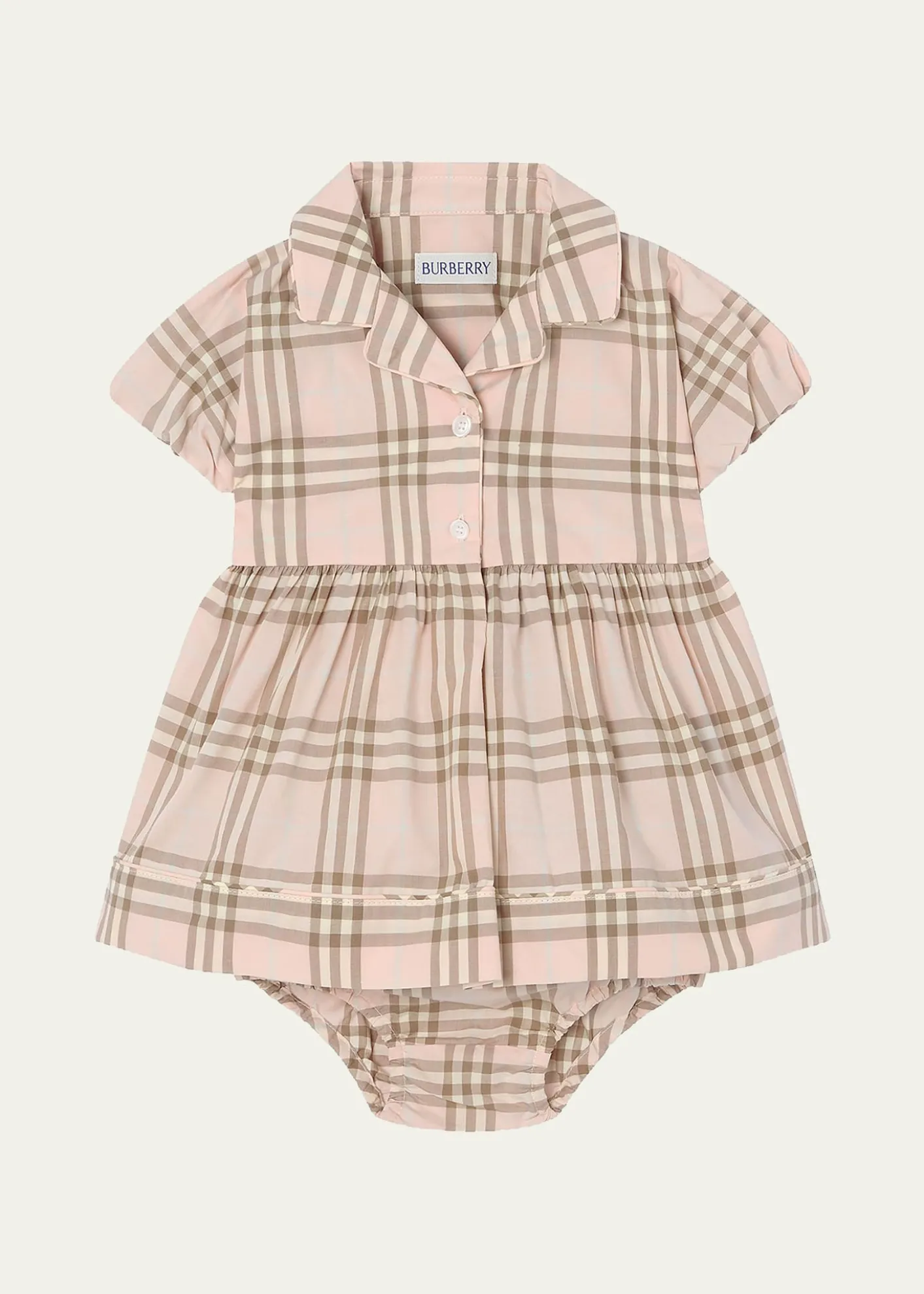 BurberryGirl's Bea Check Cotton Dress & Bloomers Set, Size 3M-18M