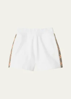 BurberryGirl's Caterina Check Tape Cotton Shorts, Size 3-14