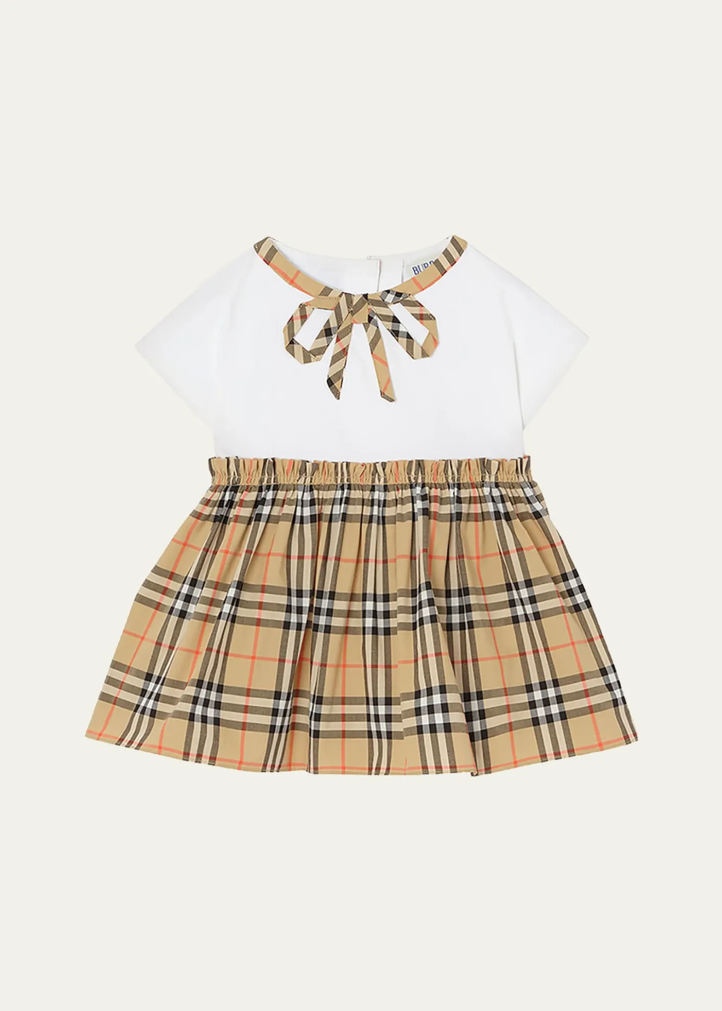BurberryGirl's Check Bow Cotton Dress & Bloomers Set, Size 1M-18M