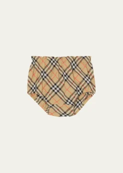 BurberryGirl's Check Bow Cotton Dress & Bloomers Set, Size 1M-18M