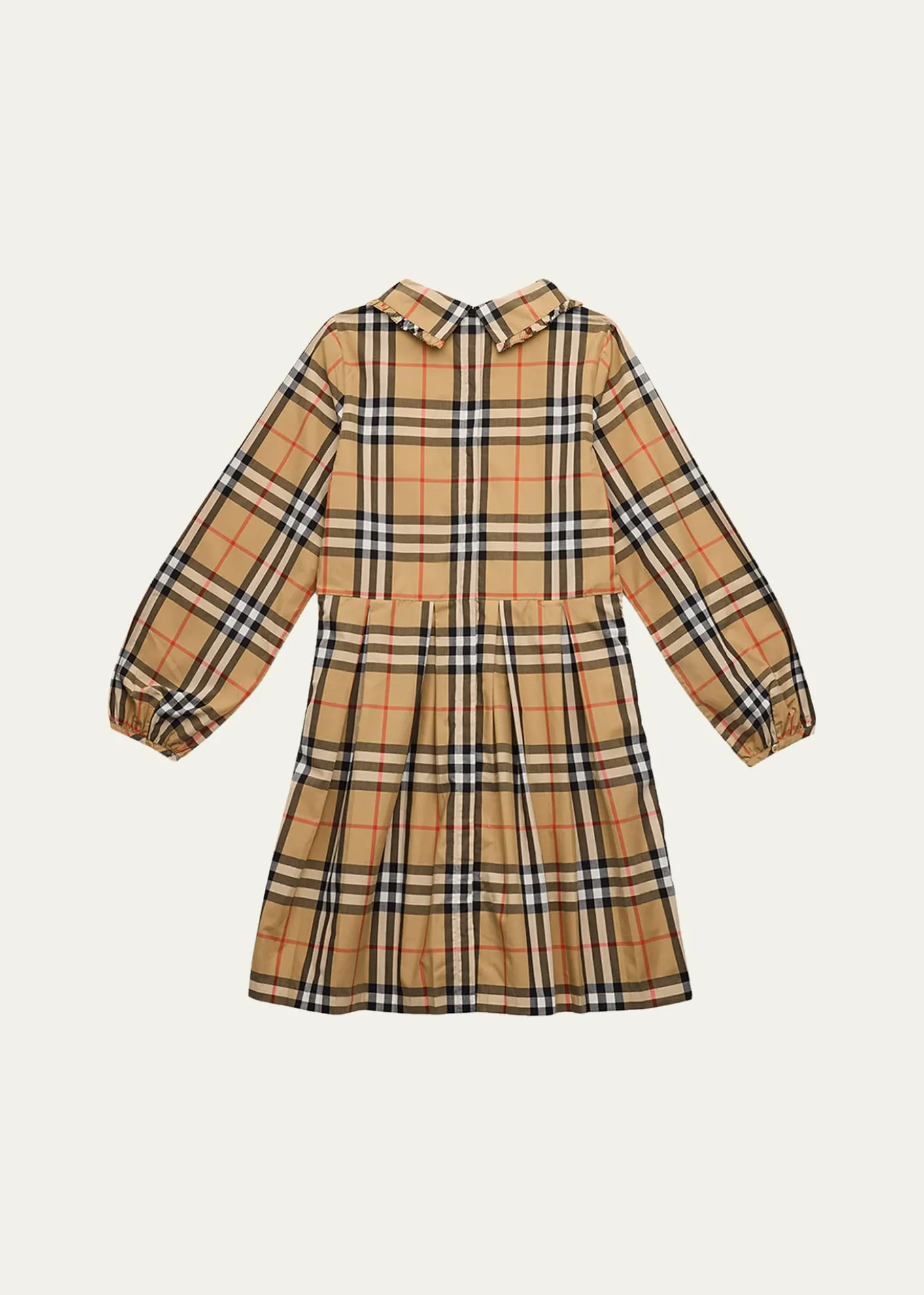 BurberryGirl's Ida Long-Sleeve Smocked Check Dress, Size 3-14