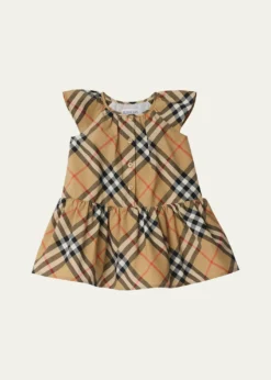 BurberryGirl's Talley Cotton Poplin Check Drop-Waist Dress, Size 6M-2