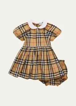 BurberryGirl's Check Cotton Dress with Bloomers, Size 1M-18M