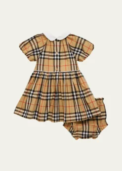BurberryGirl's Check Cotton Dress with Bloomers, Size 1M-18M