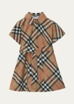 Burberry Girl's Giuletta Check-Print Shirt Dress, Size 3-14