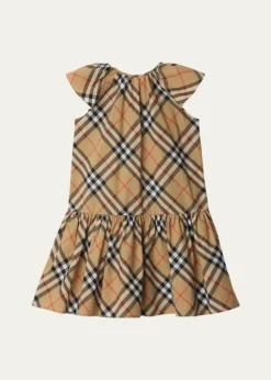 BurberryGirl's Talley Cotton Check Drop-Waist Dress, Size 3-14