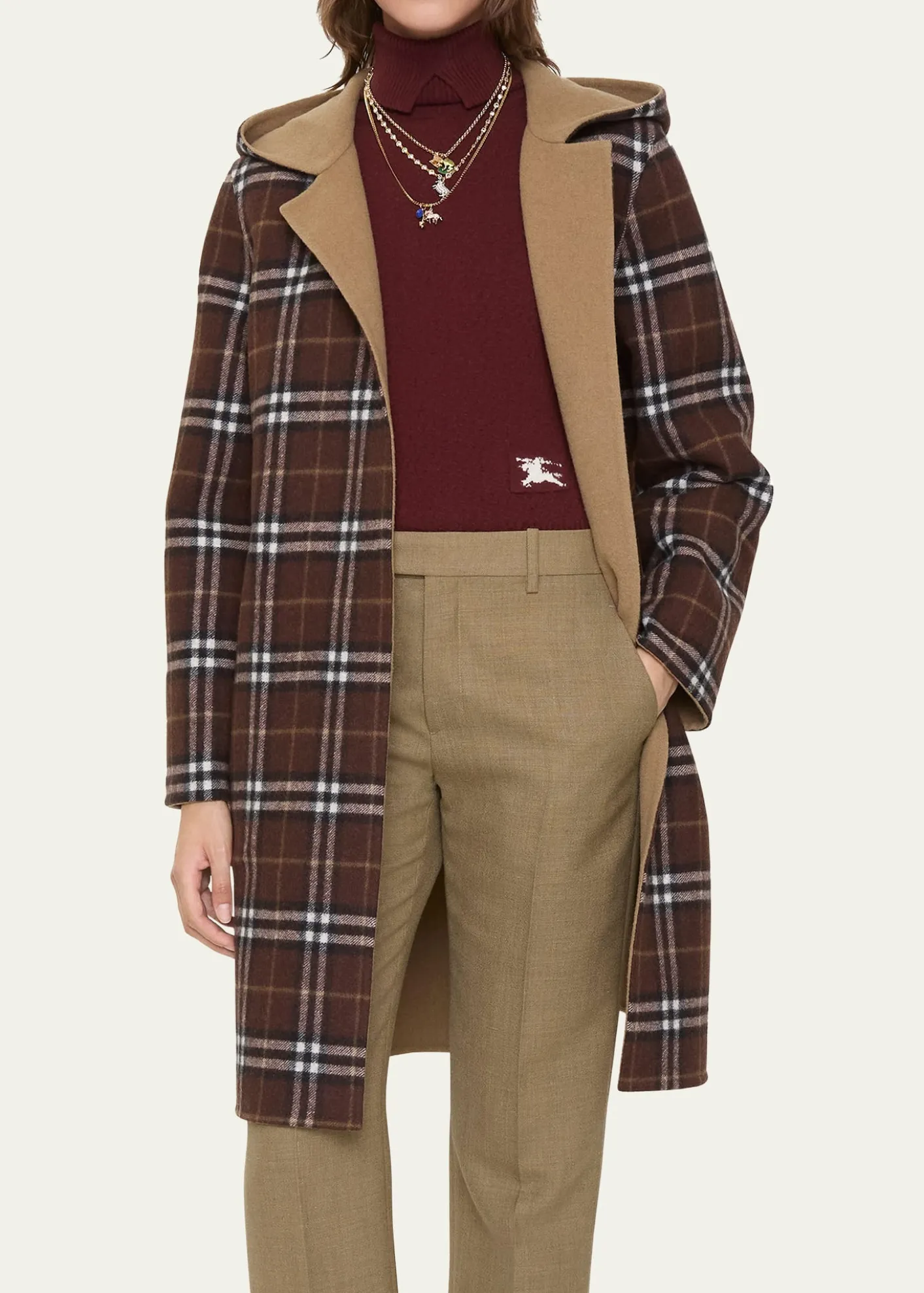 BurberryHampshire Reversible Hooded Wrap Coat