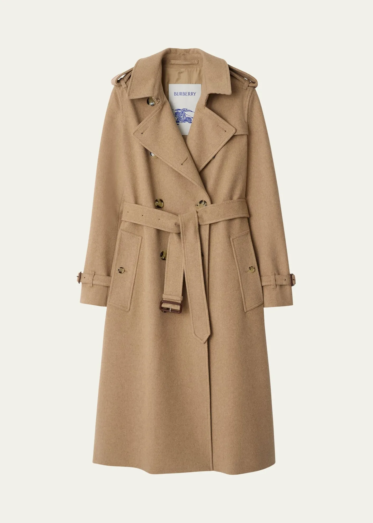 BurberryKensington Belted Cashmere-Wool Double-Breasted Trench Coat