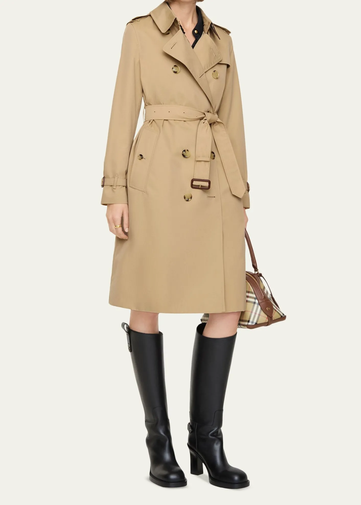 BurberryKensington Organic Belted Double-Breasted Long Trench Coat
