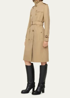 BurberryKensington Organic Belted Double-Breasted Long Trench Coat
