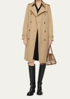 BurberryKensington Organic Belted Double-Breasted Long Trench Coat