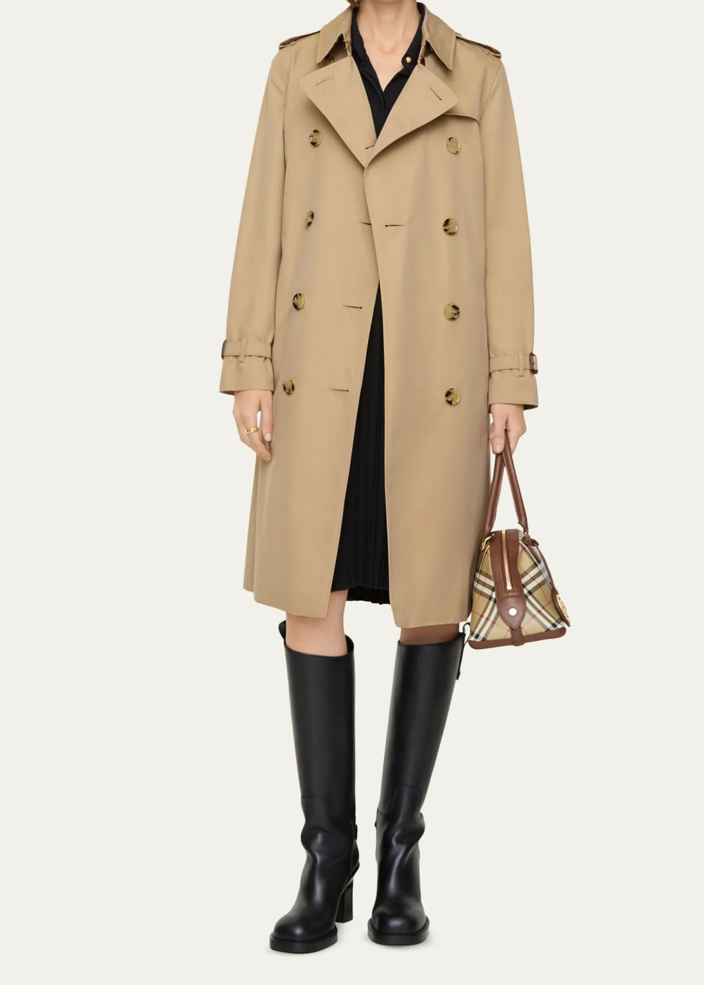 BurberryKensington Organic Belted Double-Breasted Long Trench Coat