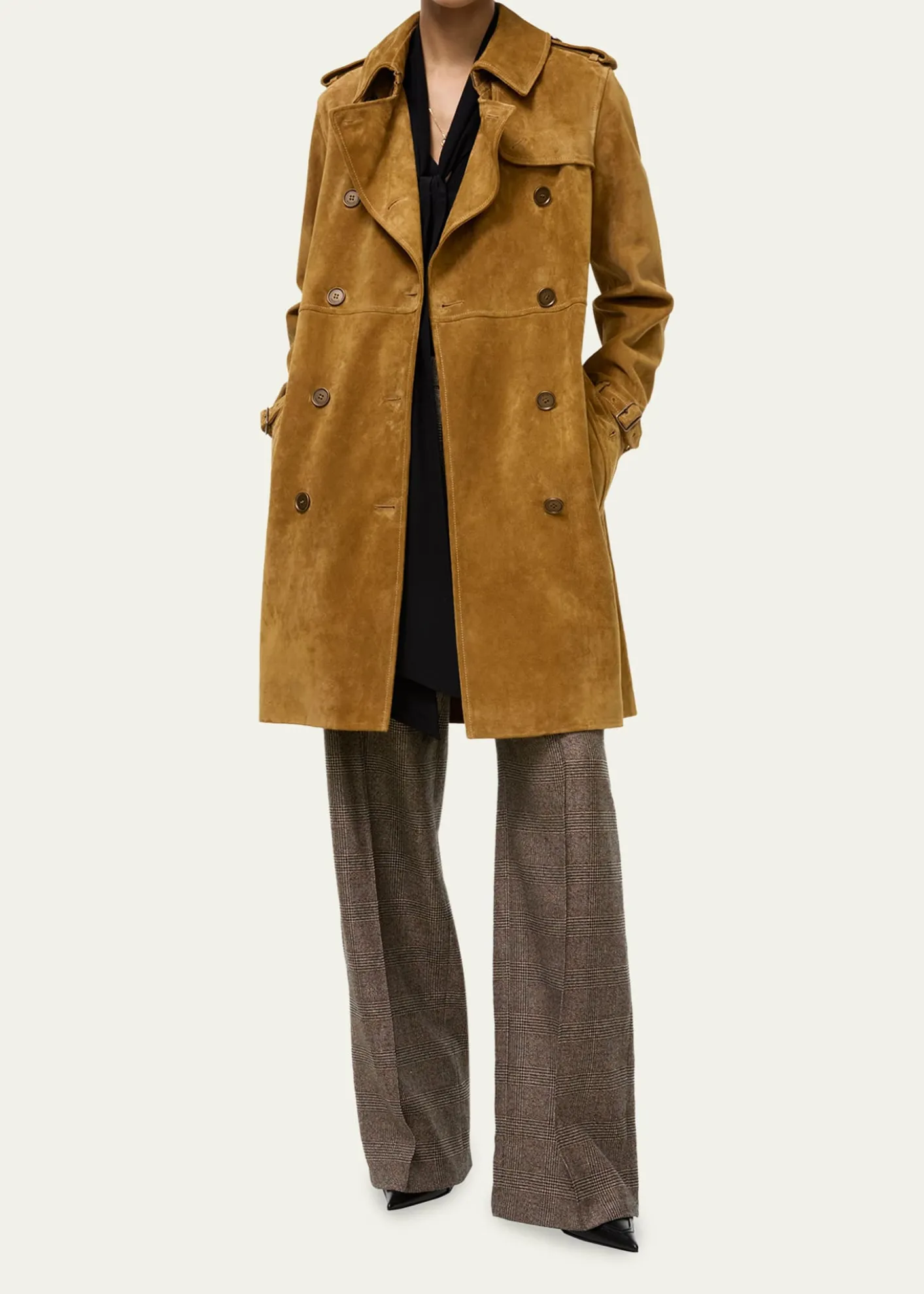 BurberryKensington Suede Belted Trench Coat