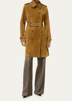 BurberryKensington Suede Belted Trench Coat