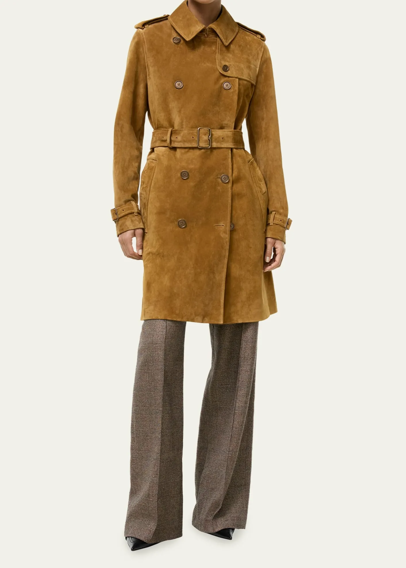 BurberryKensington Suede Belted Trench Coat