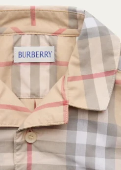 BurberryKid's Andreas Long-Sleeve Cotton Check Coveralls, Size Newborn-18M