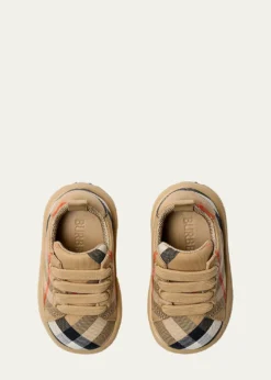 BurberryKid's Cambridge Cotton Check Sneakers, Baby