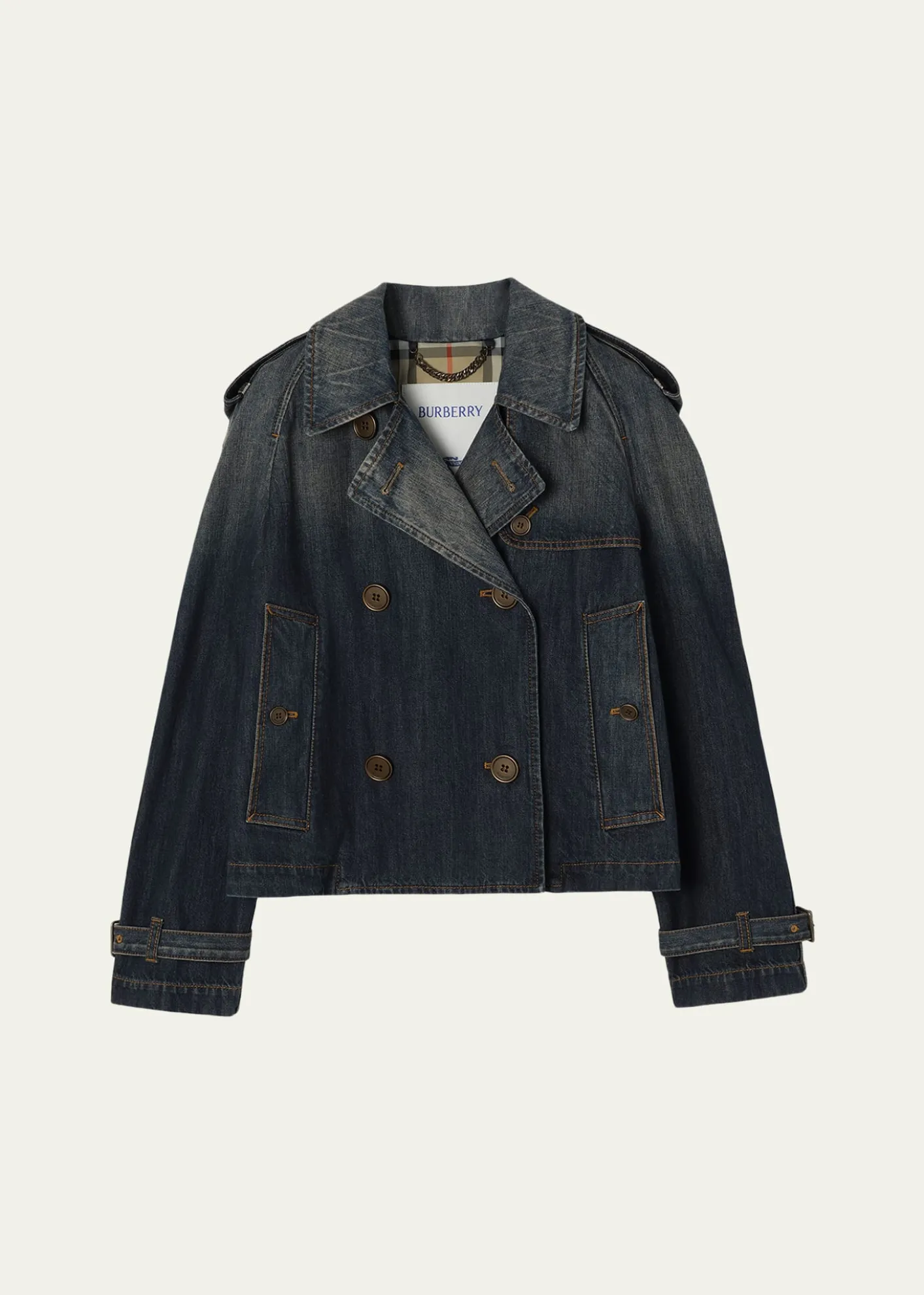 BurberryMayfair Denim Crop Trench Jacket
