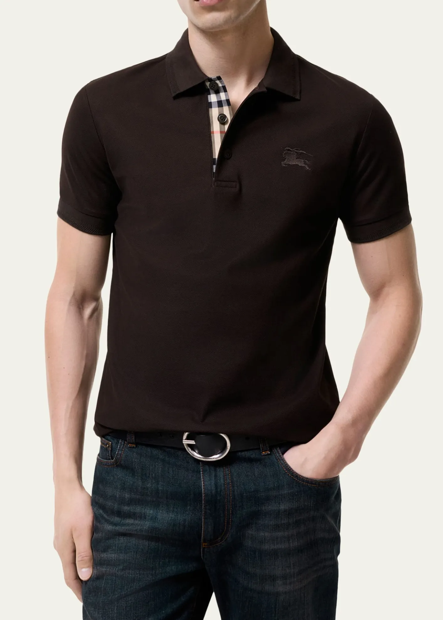 BurberryMen's Eddie Check-Placket Cotton Polo Shirt