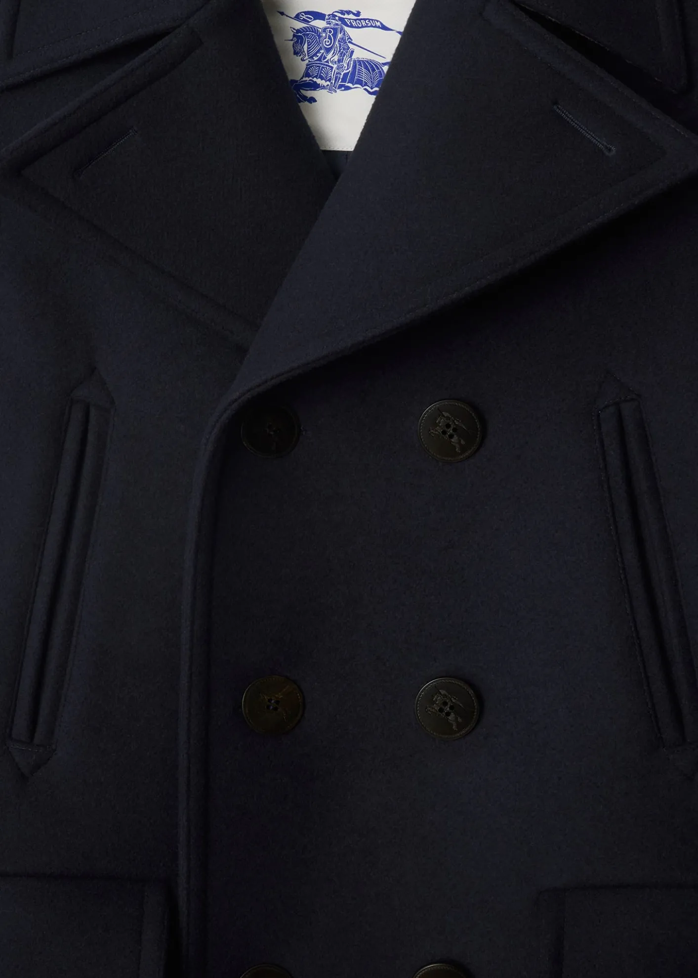 BurberryMen's Wool Check-Undercollar Pea Coat