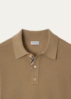 BurberryMen's Check-Placket Wool Knit Polo Shirt