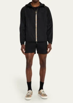 BurberryMen's Check-Tape Nylon Relaxed-Fit Hooded Jacket